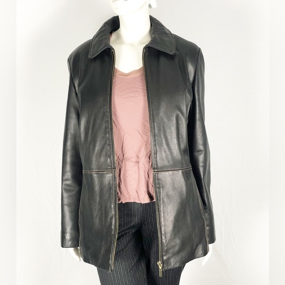 🖤 Jessica Black Genuine Leather Jacket | Zip-Up | Size Large🖤 - Picture 5 of 15